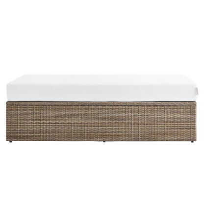 Convene Outdoor Patio Wicker Rattan Rectangle Ottoman (Cappuccino / White) by Modway Ottoman Modway 
