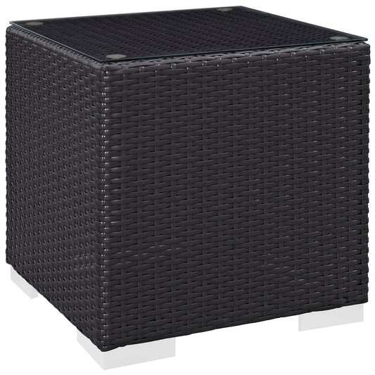Convene Outdoor Patio Wicker Rattan Side Table (Espresso) by Modway Side Table Modway 