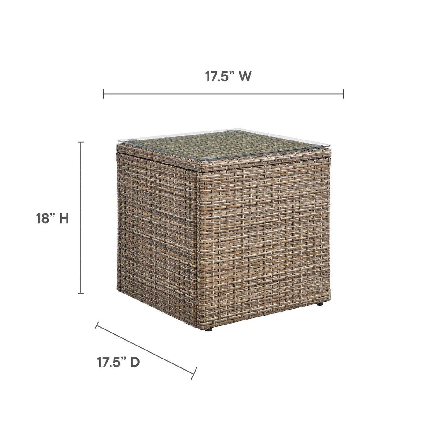 Convene Outdoor Patio Wicker Rattan Side Table in Brown by Modway Side Table Modway 