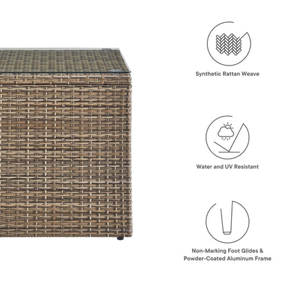 Convene Outdoor Patio Wicker Rattan Side Table in Brown by Modway Side Table Modway 