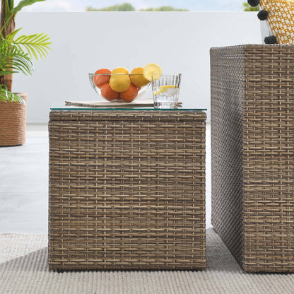 Convene Outdoor Patio Wicker Rattan Side Table in Brown by Modway Side Table Modway 