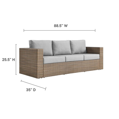Convene Outdoor Patio Wicker Rattan Sofa in Cappuccino Gray by Modway Sofa Modway 