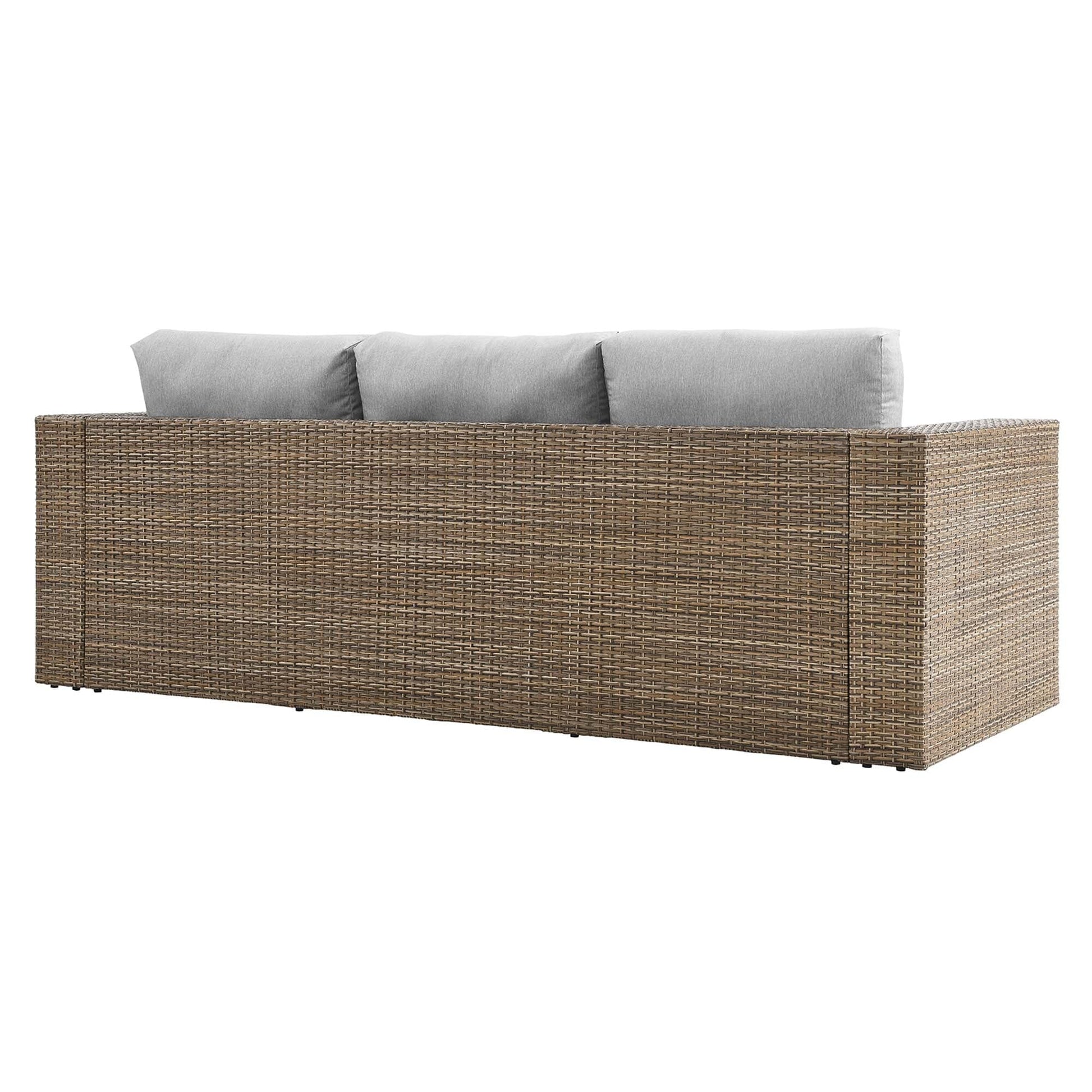 Convene Outdoor Patio Wicker Rattan Sofa in Cappuccino Gray by Modway Sofa Modway 