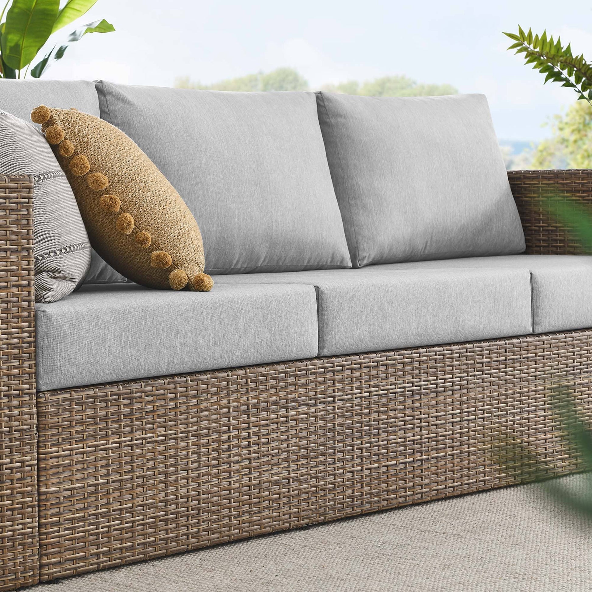 Convene Outdoor Patio Wicker Rattan Sofa in Cappuccino Gray by Modway Sofa Modway 