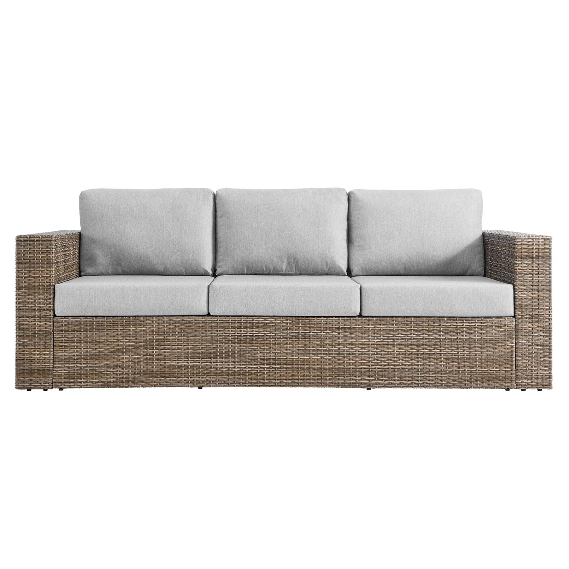 Convene Outdoor Patio Wicker Rattan Sofa in Cappuccino Gray by Modway Sofa Modway 