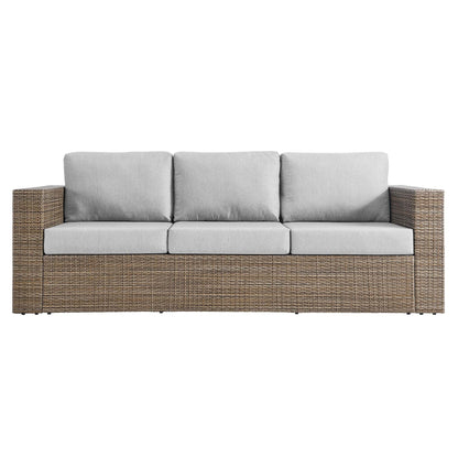 Convene Outdoor Patio Wicker Rattan Sofa in Cappuccino Gray by Modway Sofa Modway 