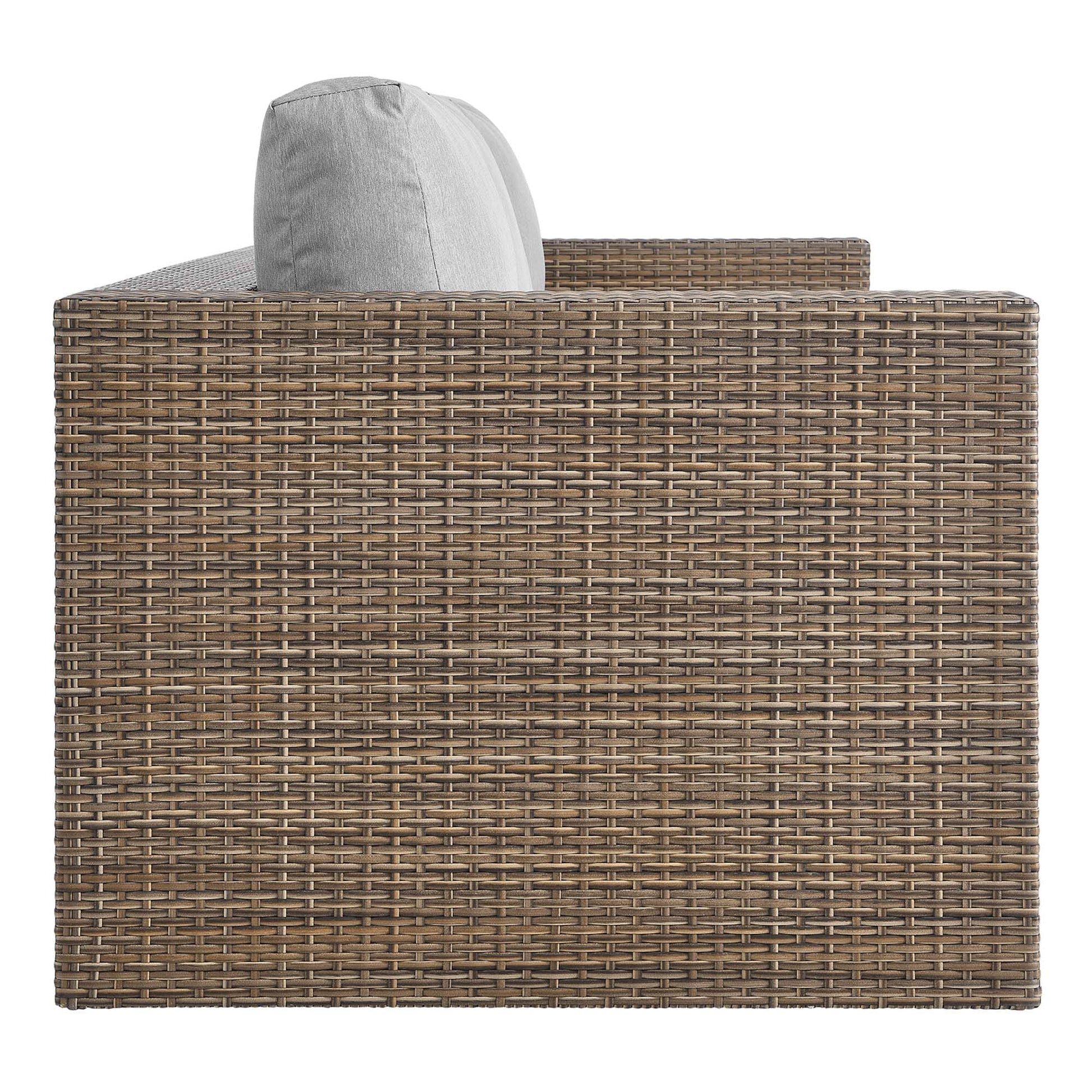 Convene Outdoor Patio Wicker Rattan Sofa in Cappuccino Gray by Modway Sofa Modway 