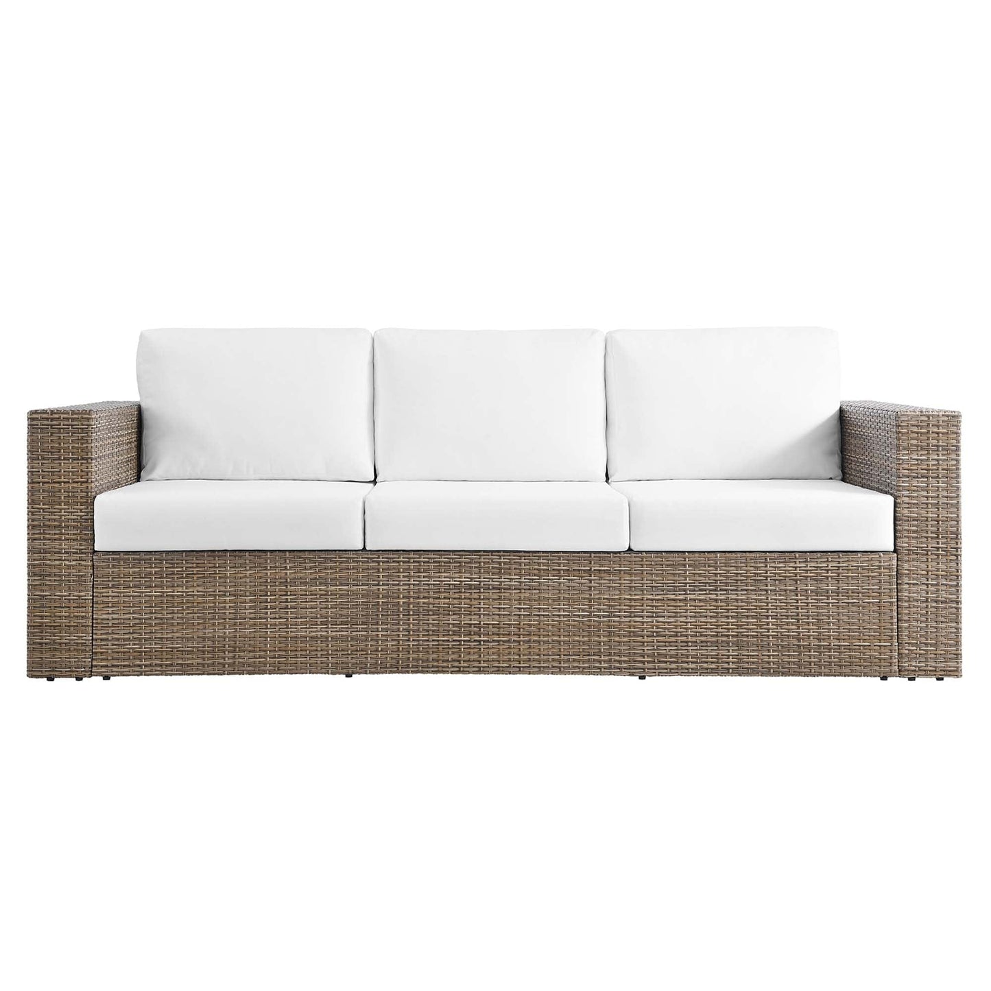 Convene Outdoor Patio Wicker Rattan Sofa in Cappuccino White by Modway Sofa Modway 