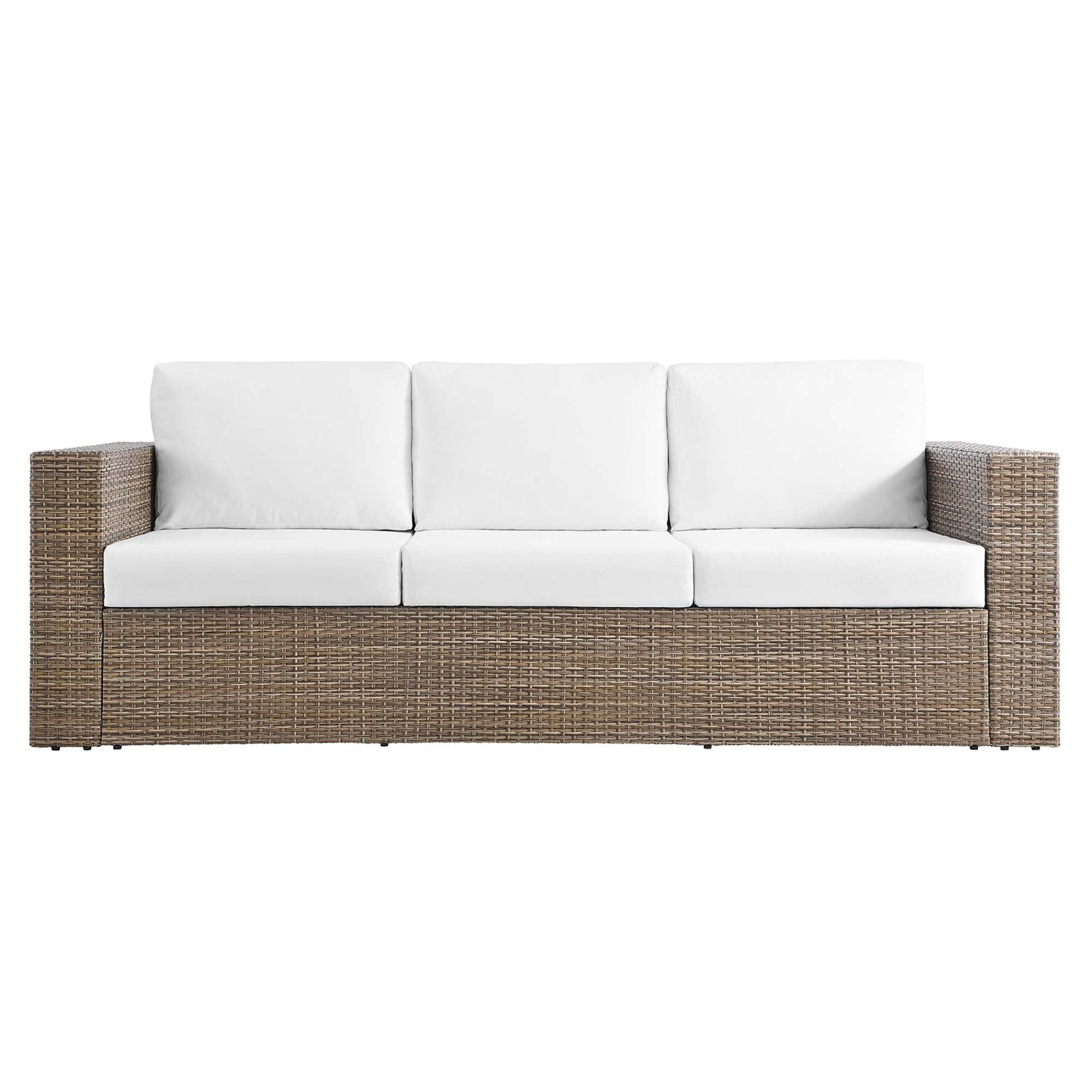 Convene Outdoor Patio Wicker Rattan Sofa in Cappuccino White by Modway Sofa Modway 