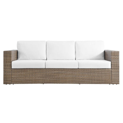 Convene Outdoor Patio Wicker Rattan Sofa in Cappuccino White by Modway Sofa Modway 