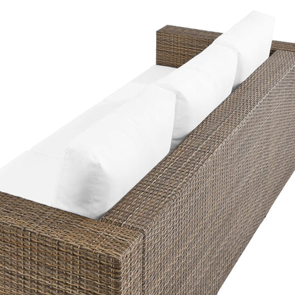 Convene Outdoor Patio Wicker Rattan Sofa in Cappuccino White by Modway Sofa Modway 