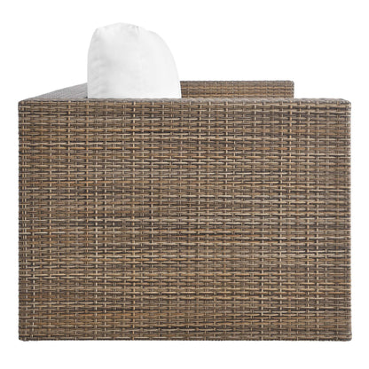 Convene Outdoor Patio Wicker Rattan Sofa in Cappuccino White by Modway Sofa Modway 