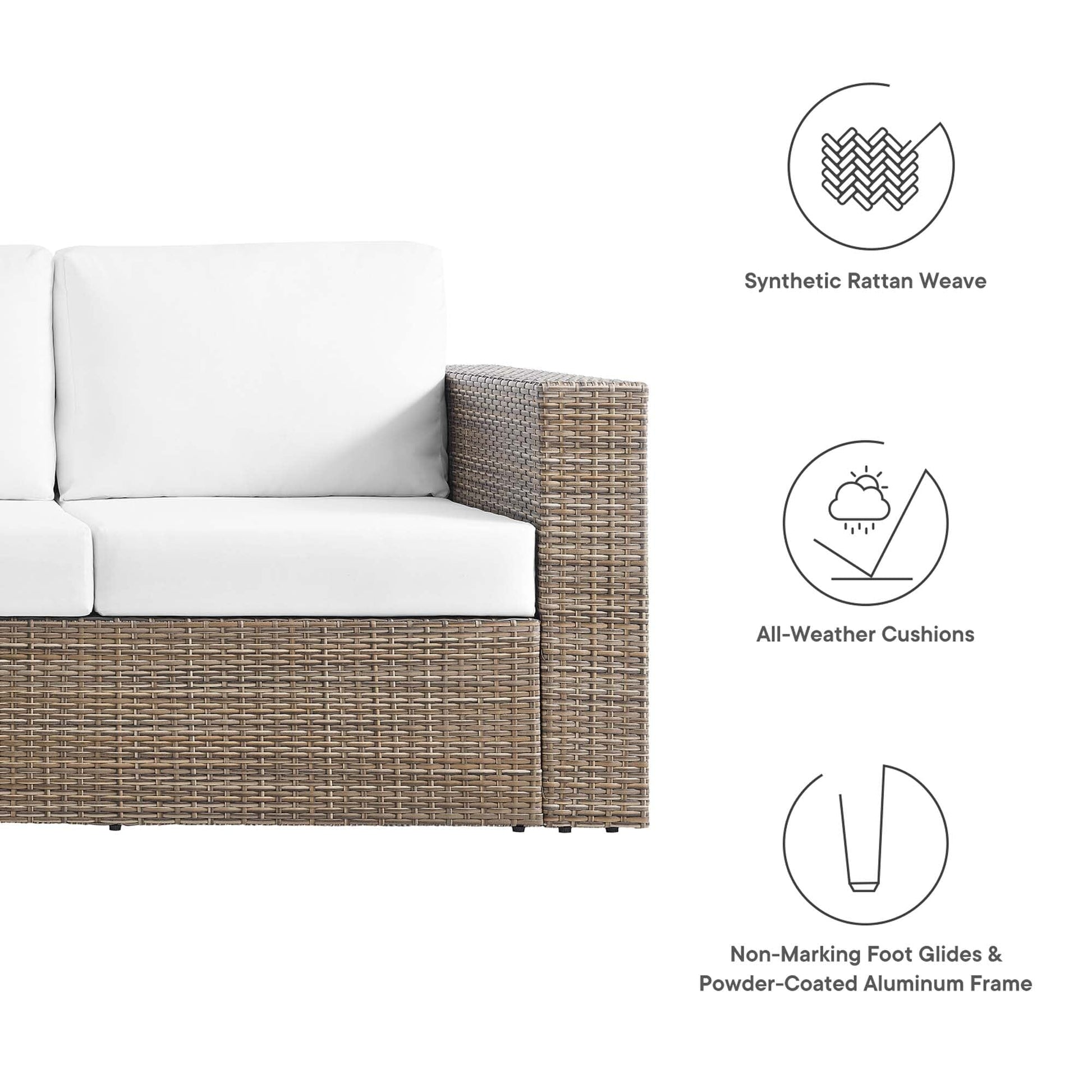 Convene Outdoor Patio Wicker Rattan Sofa in Cappuccino White by Modway Sofa Modway 