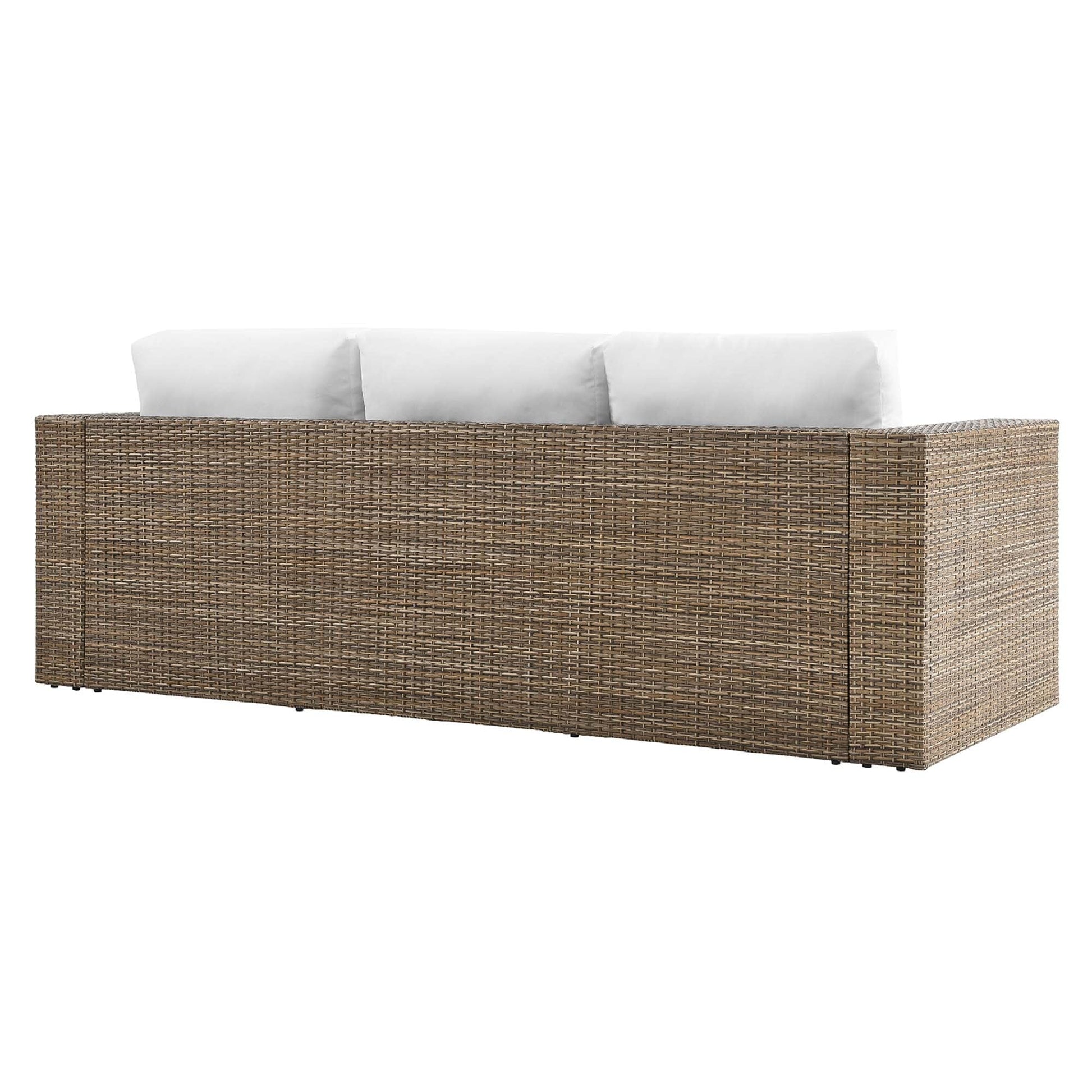 Convene Outdoor Patio Wicker Rattan Sofa in Cappuccino White by Modway Sofa Modway 