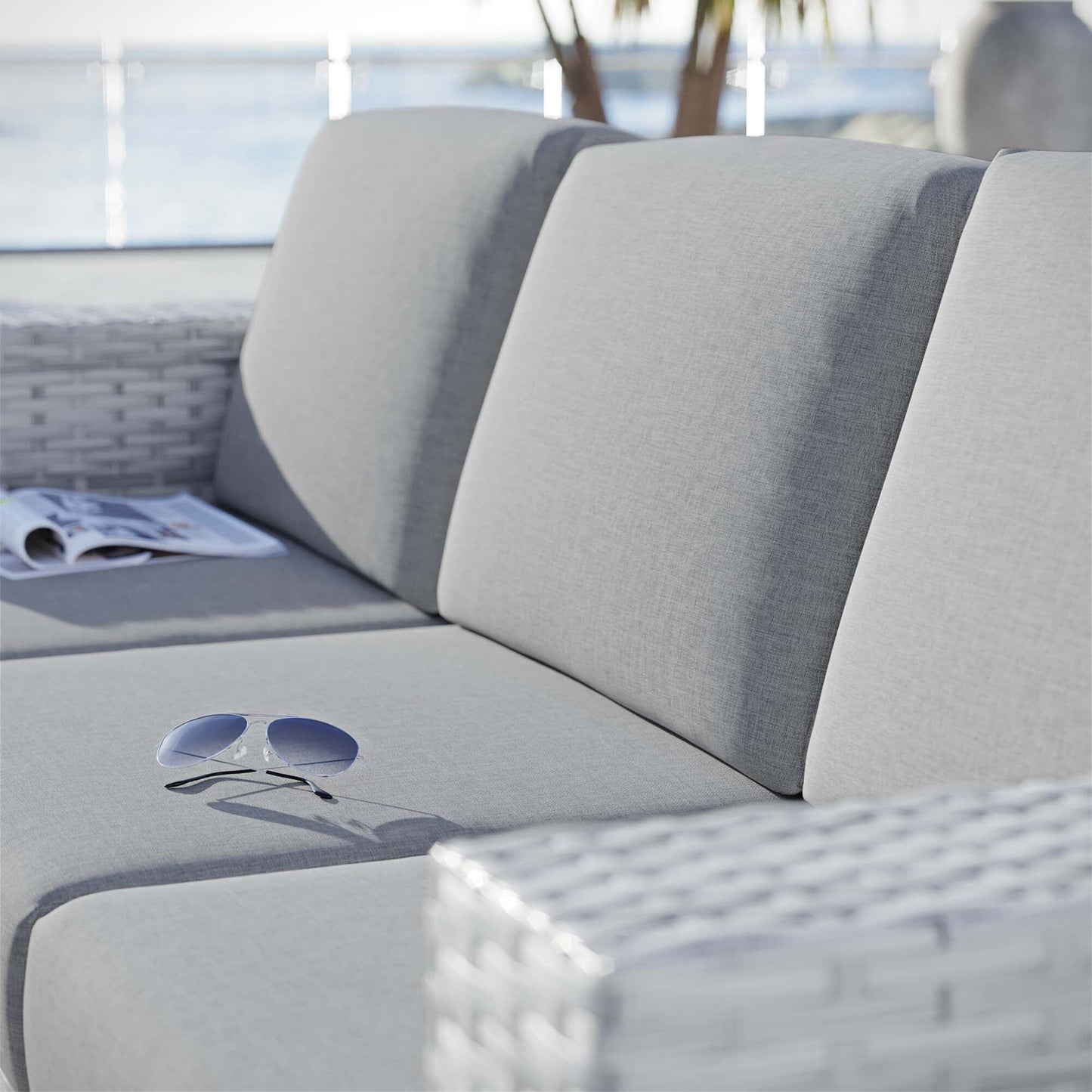 Convene Outdoor Patio Wicker Rattan Sofa in Light Gray Gray by Modway Sofa Modway 