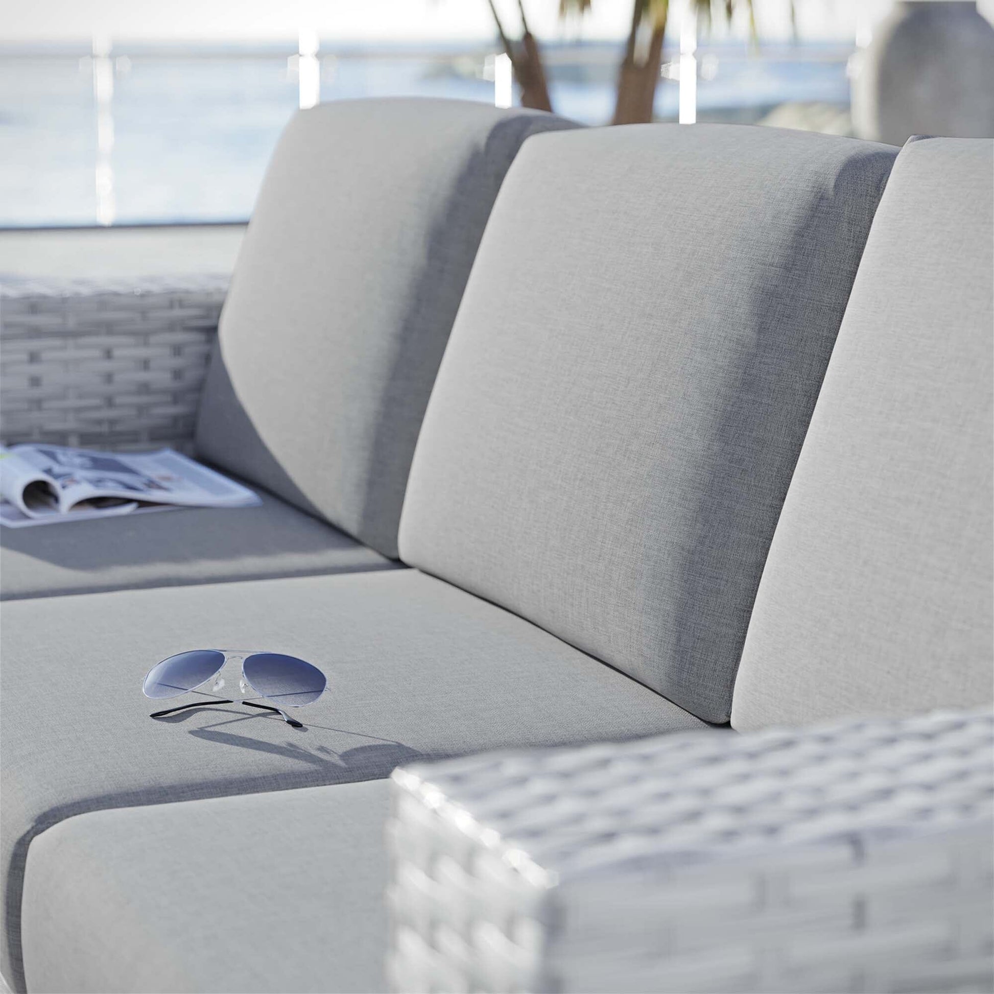 Convene Outdoor Patio Wicker Rattan Sofa in Light Gray Gray by Modway Sofa Modway 