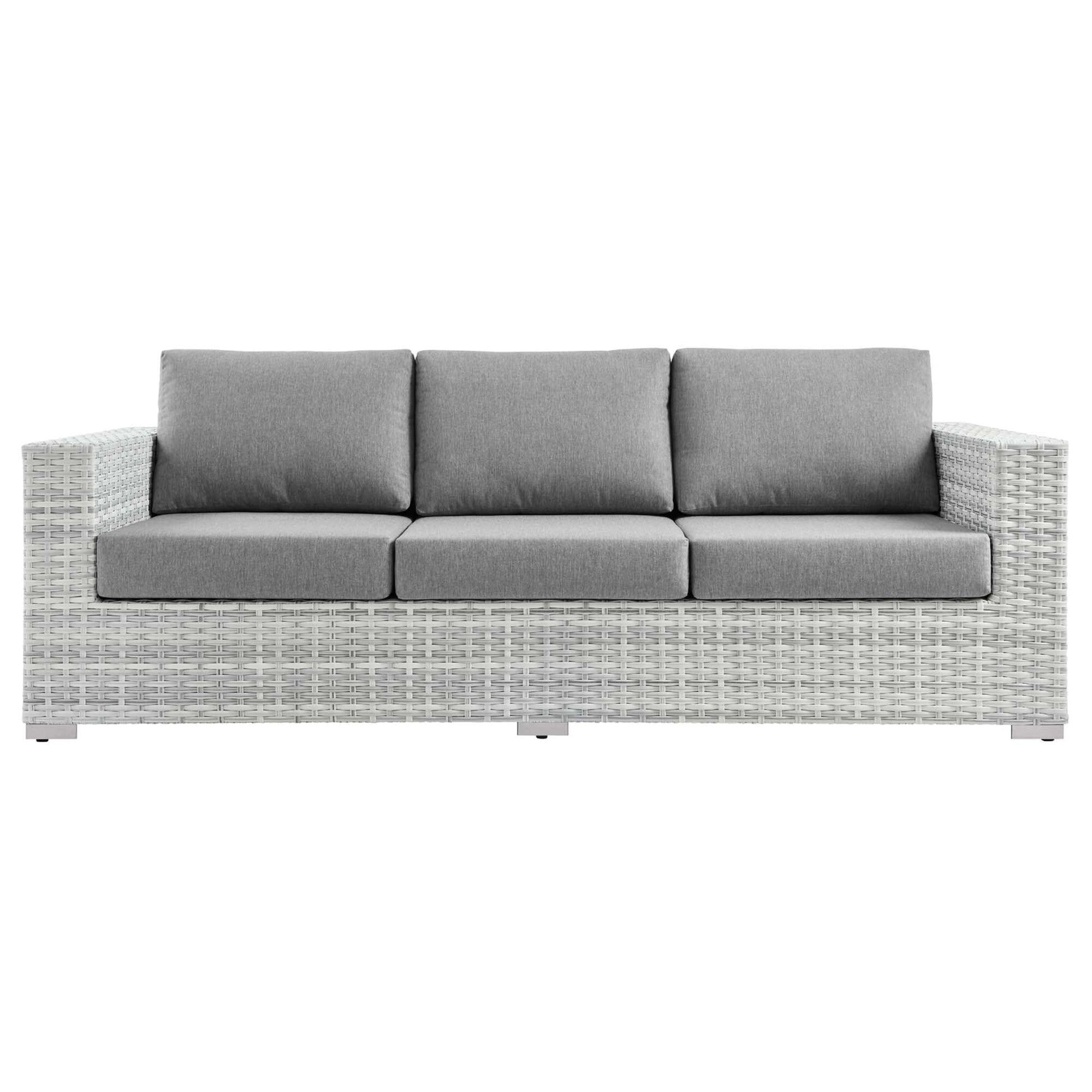 Convene Outdoor Patio Wicker Rattan Sofa in Light Gray Gray by Modway Sofa Modway 