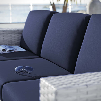 Convene Outdoor Patio Wicker Rattan Sofa (Light Gray Navy) by Modway Sofa Modway 