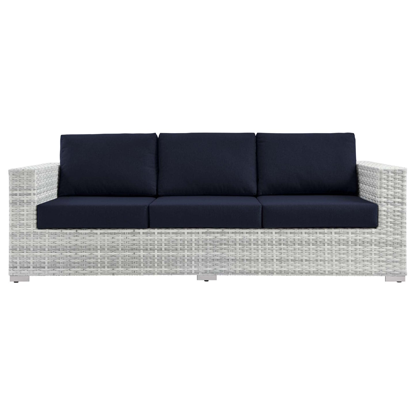 Convene Outdoor Patio Wicker Rattan Sofa (Light Gray Navy) by Modway Sofa Modway 