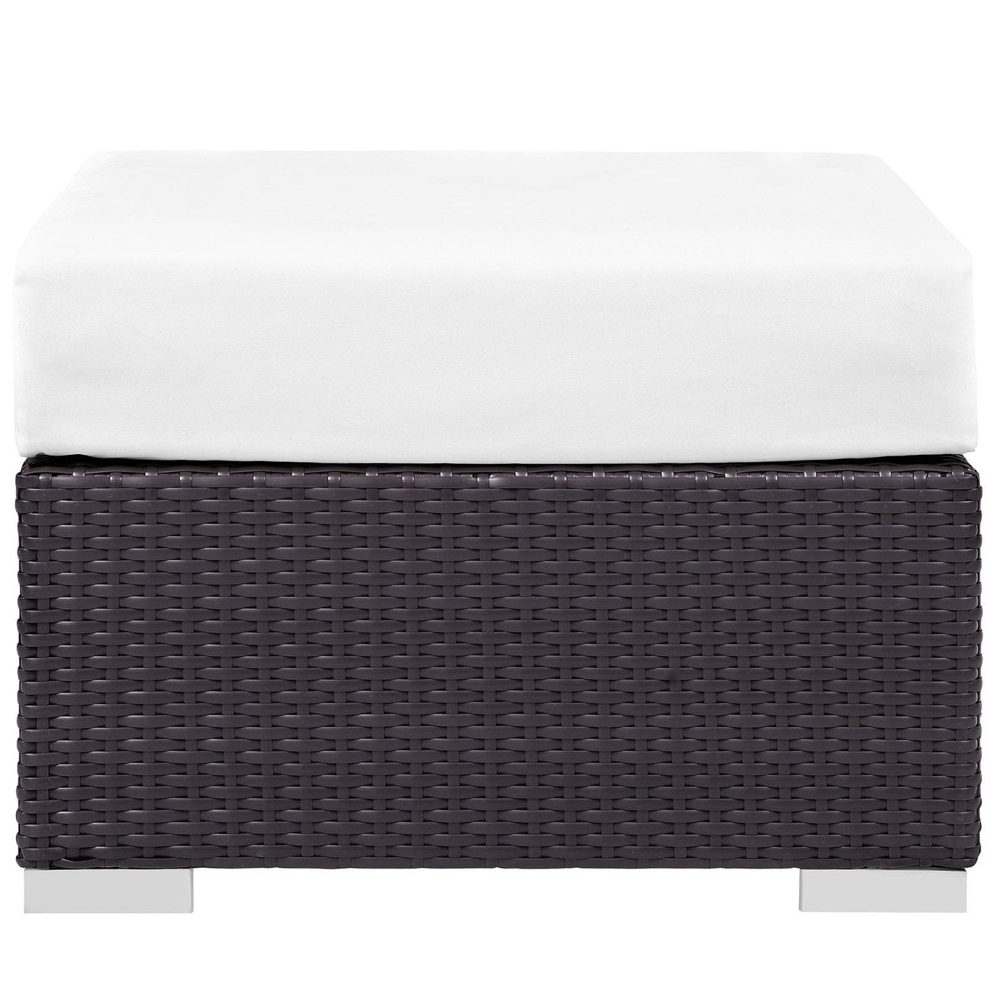 Convene Outdoor Patio Wicker Rattan Square Ottoman (Espresso / White) by Modway Outdoor Patio Ottoman Modway 