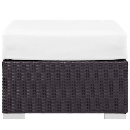 Convene Outdoor Patio Wicker Rattan Square Ottoman (Espresso / White) by Modway Outdoor Patio Ottoman Modway 