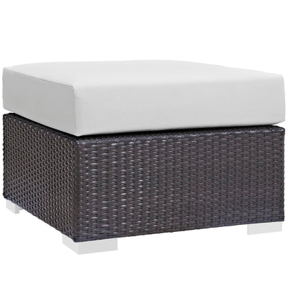 Convene Outdoor Patio Wicker Rattan Square Ottoman (Espresso / White) by Modway Outdoor Patio Ottoman Modway 