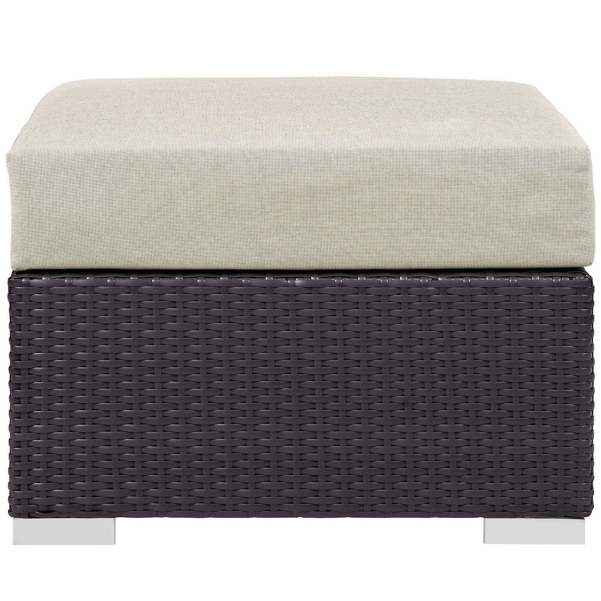 Convene Outdoor Patio Wicker Rattan Square Ottoman in Espresso Beige by Modway Ottoman Modway 