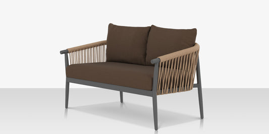 Vines Loveseat - Tex Gray Frame / Brown Rope by DecoScape (1035-102)