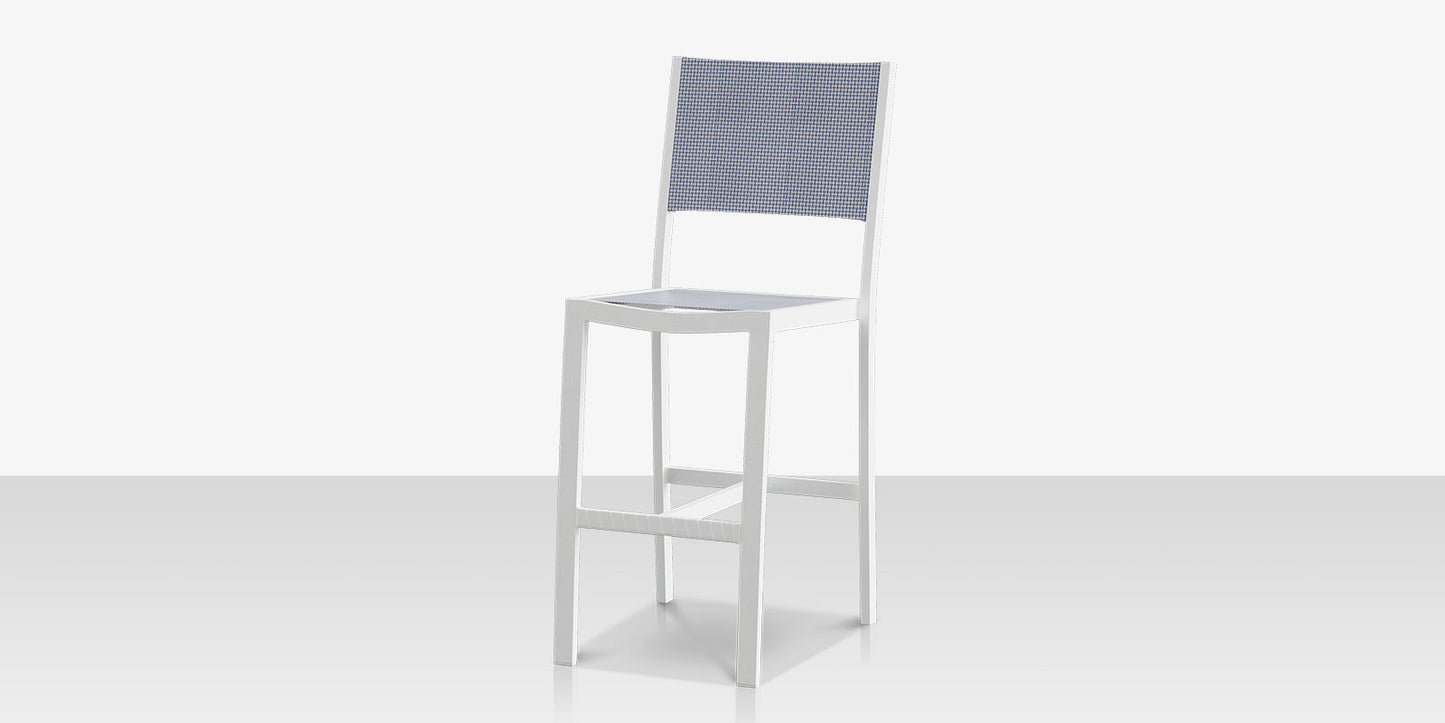 Fusion Bar Side Armless Chair - Tex White Frame / SeaBreeze Sling by DecoScape (3001-172)