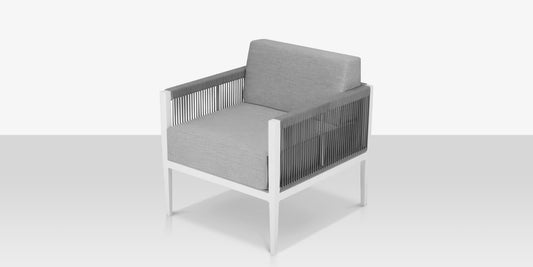 Skye Club Chair - Style 2 - Tex White w Gray Durarope by DecoScape (3303-101)