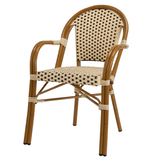 Paris Dining Arm Chair - Cream & Chocolate by DecoScape (2203-163)