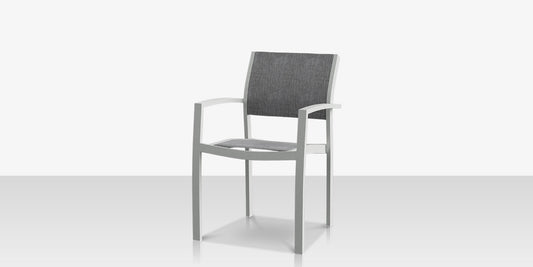 Fusion Dining Arm Chair - Kessler Silver Frame / Slate Sling by DecoScape (3001-163)