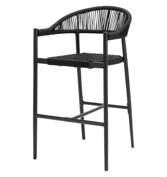 Skye Bar Arm Chair - Tex Black Frame with Black Durarope by DecoScape (3303-173)