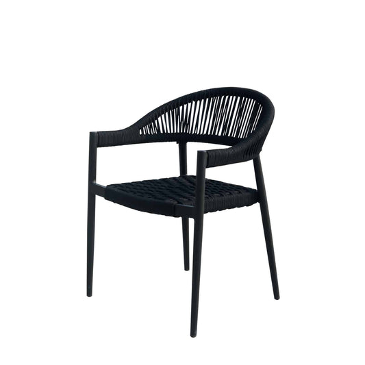 Skye Dining Arm Chair - Tex Black Frame with Black Durarope by DecoScape (3303-163)