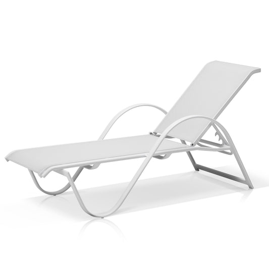 Lanai Chaise - Tex White - Cloud Gray Sling by DecoScape (3011-104)