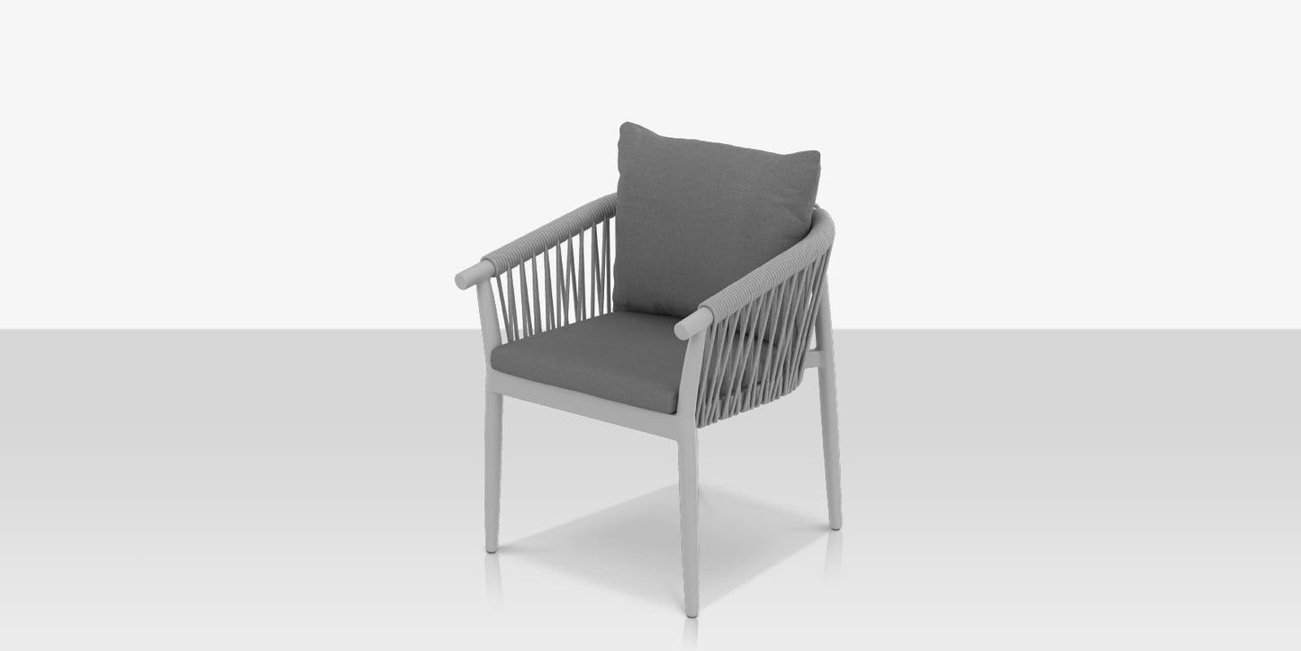 Vines Dining Arm Chair - Kessler Silver Frame / Silver Rope by DecoScape (1035-163)