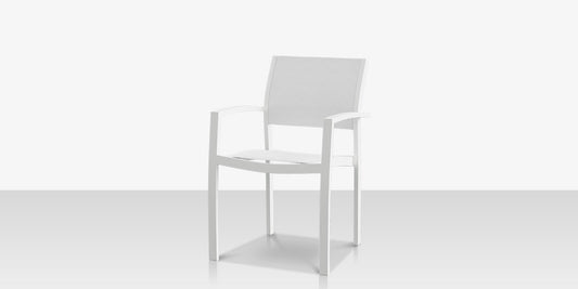 Fusion Dining Arm Chair - Tex White Frame / White Phifertex Sling by DecoScape (3001-163)