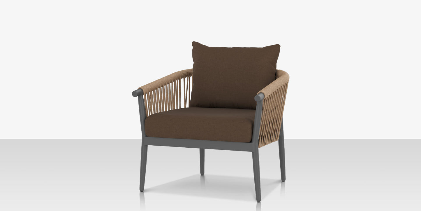 Vines Club Chair - Tex Gray Frame / Brown Rope by DecoScape (1035-101)