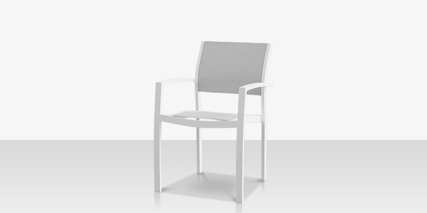 Fusion Dining Arm Chair - Tex White Frame / Cloud Gray Sling by DecoScape (3001-163)