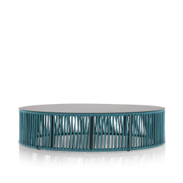 Skye Small Coffee Table (Round) - Teal - Gray Rope by DecoScape (3303-320)