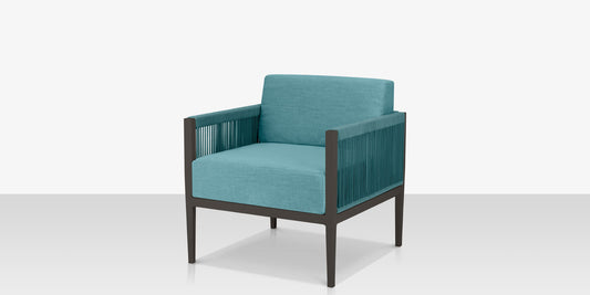 Skye Club Chair - Style 2 - Tex Gray  w Teal-Gray Durarrope by DecoScape (3303-101)
