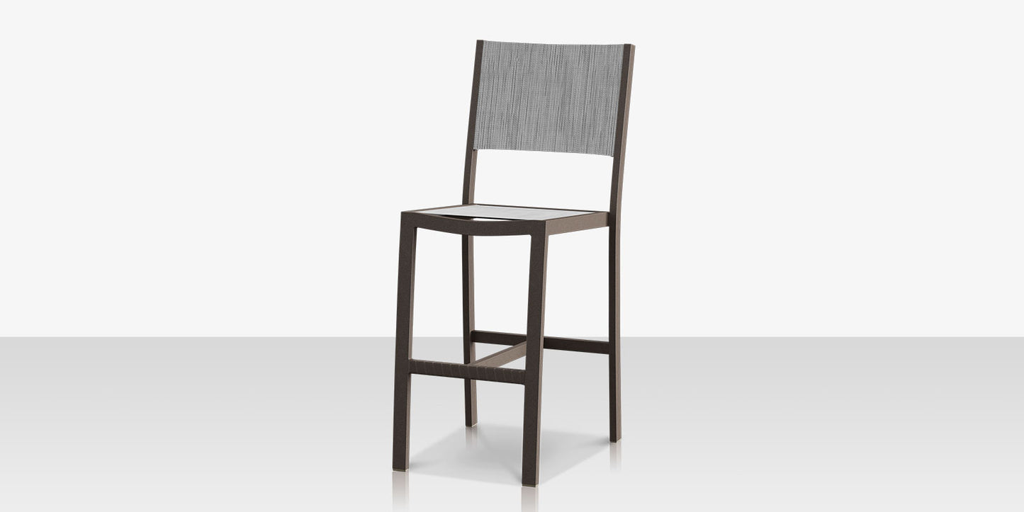 Fusion Bar Side Armless Chair - Tex Gray Frame / Metallica Platinum Sling by DecoScape (3001-172)