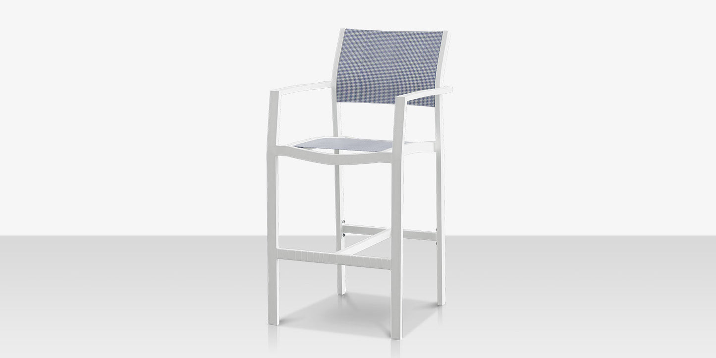 Fusion Bar Arm Chair - Tex White Frame / SeaBreeze Sling by DecoScape (3001-173)