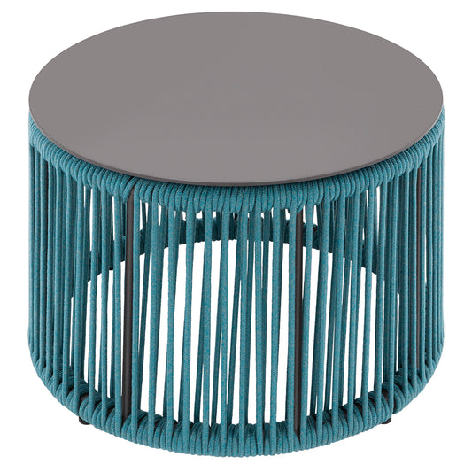 Skye Side Table (Round) - Teal - Gray Rope by DecoScape (3303-322)