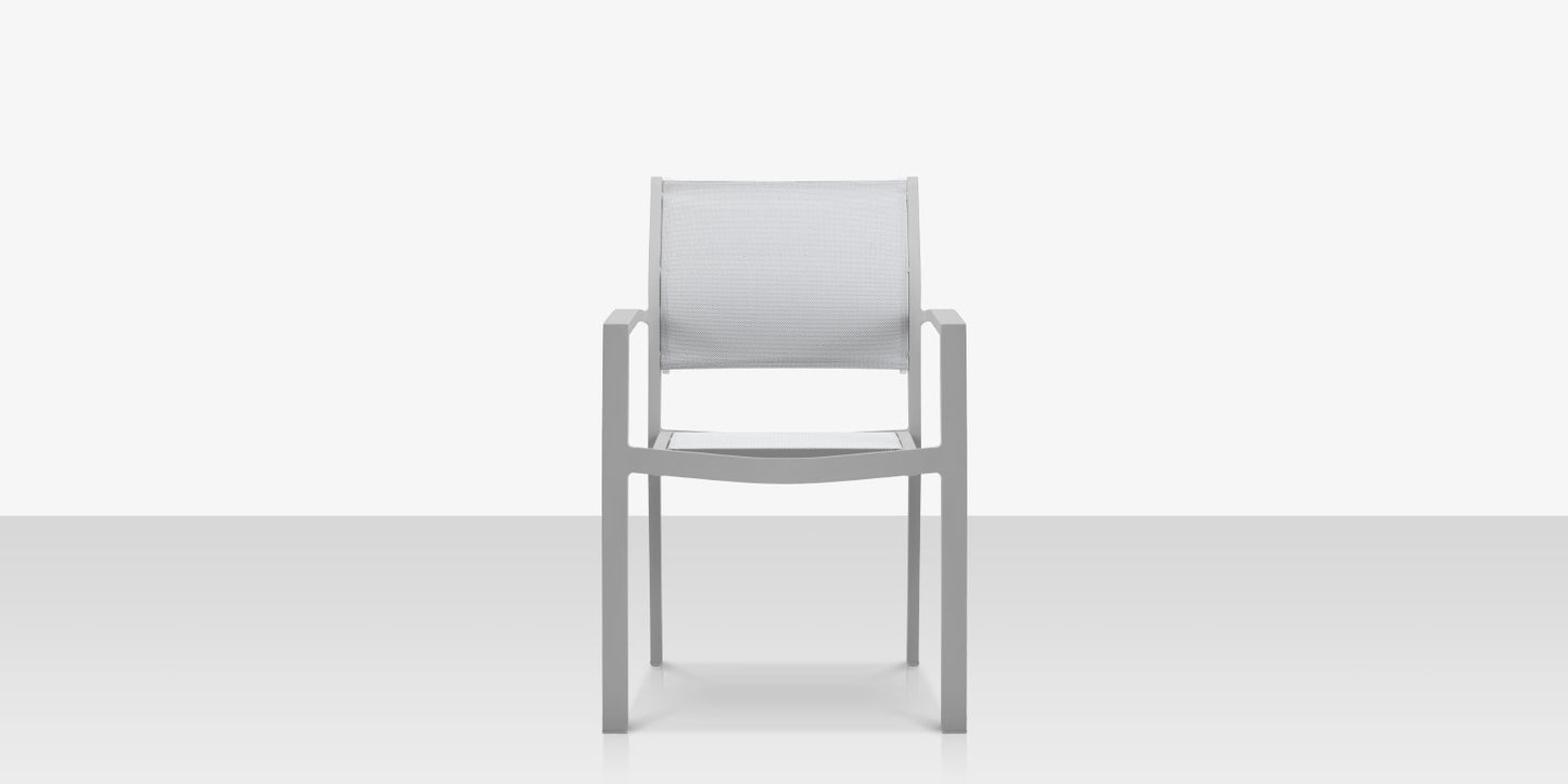 Fusion Dining Arm Chair - Kessler Silver Frame / Cloud Gray Sling by DecoScape (3001-163)