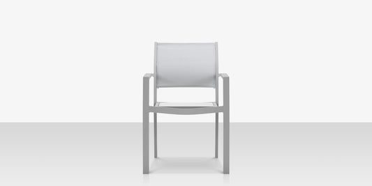 Fusion Dining Arm Chair - Kessler Silver Frame / Cloud Gray Sling by DecoScape (3001-163)