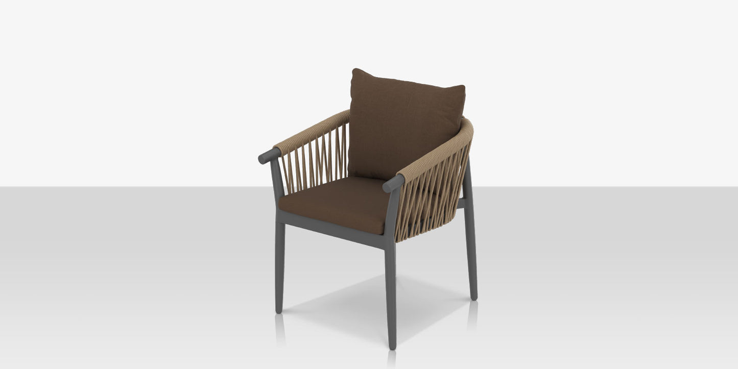 Vines Dining Arm Chair - Tex Gray Frame / Brown Rope by DecoScape (1035-163)