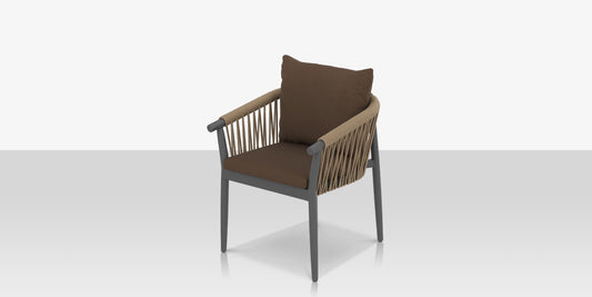 Vines Dining Arm Chair - Tex Gray Frame / Brown Rope by DecoScape (1035-163)