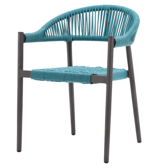 Skye Dining Arm Chair - Tex Gray Frame with Teal - Gray Durarope by DecoScape (3303-163)