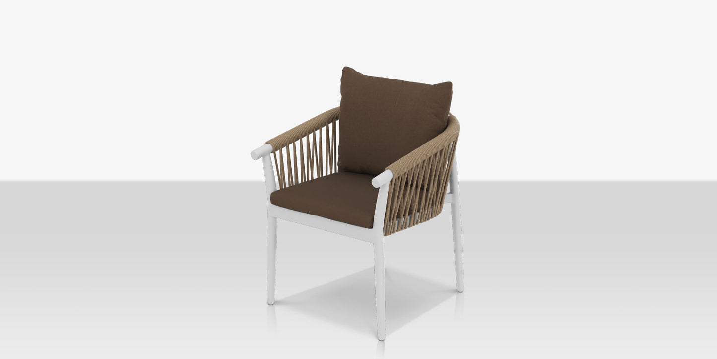 Vines Dining Arm Chair - Tex White Frame / Tan Rope by DecoScape (1035-163)